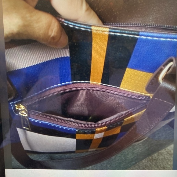 Fashionista 6 Piece Plaid Colorblock Handbags - with Zippers & Straps - NWOT - Picture 2 of 14